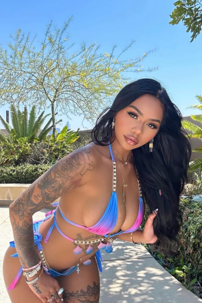 Purple Pink Shell Accent Two Piece Sexy Swimsuit