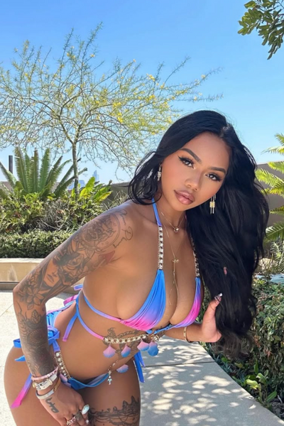 Purple Pink Shell Accent Two Piece Sexy Swimsuit