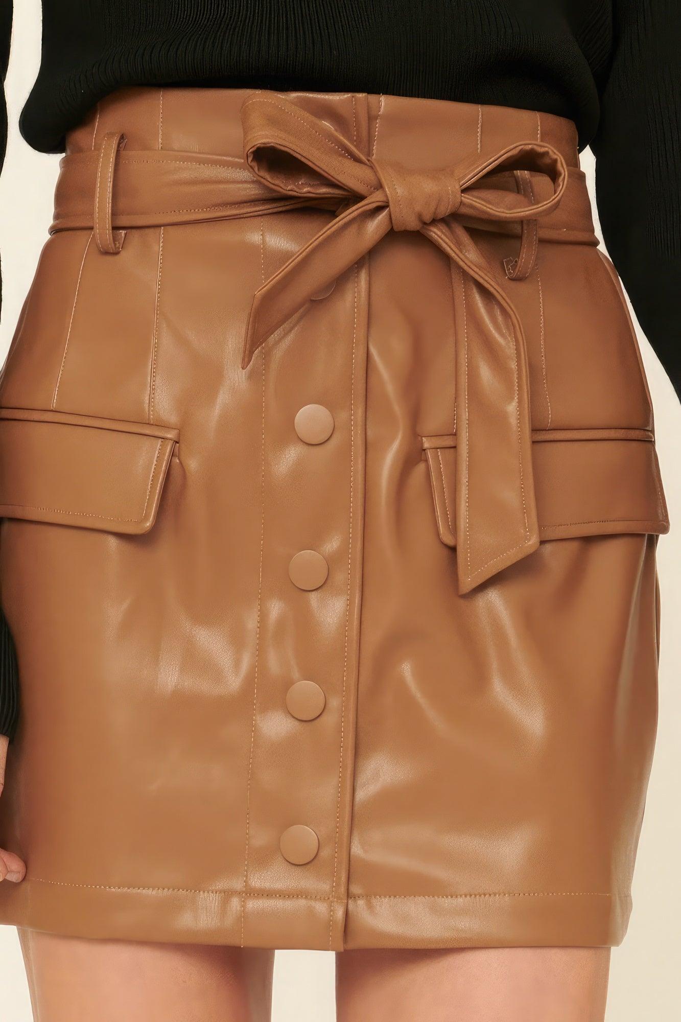 A Faux Leather Mini Skirt - AMIClubwear