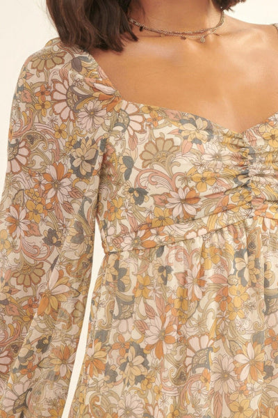 A Floral Print, Woven Mini Dress - AMIClubwear