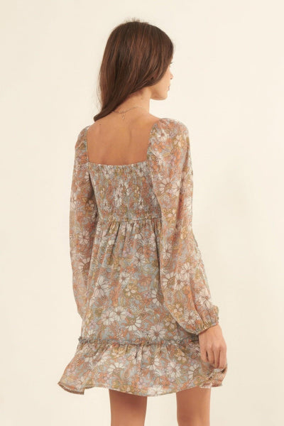 A Floral Print, Woven Mini Dress - AMIClubwear