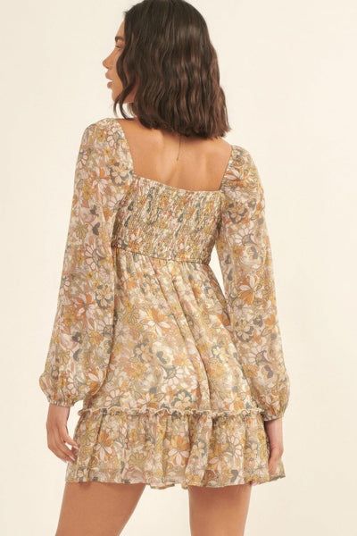 A Floral Print, Woven Mini Dress - AMIClubwear