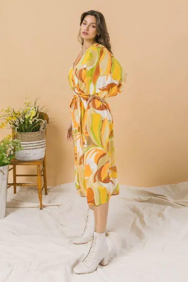 A Printed Woven Midi Dress