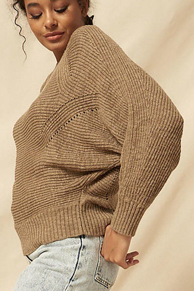 A Ribbed Knit Sweater - AMIClubwear