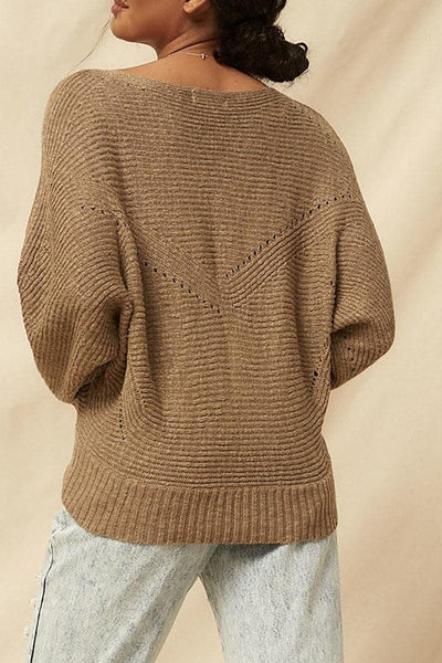 A Ribbed Knit Sweater - AMIClubwear