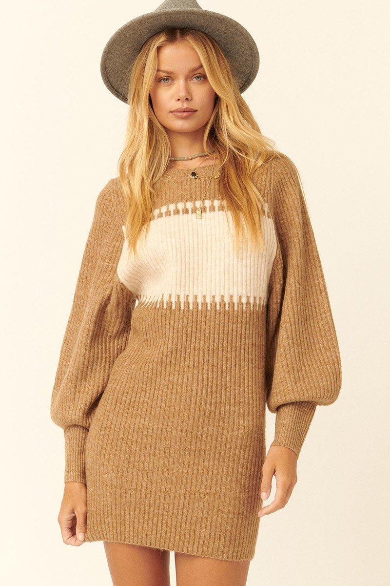 A Ribbed Knit Sweater Mini Dress - AMIClubwear