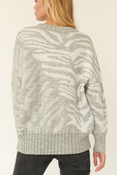 A Zebra Print Pullover Sweater - AMIClubwear