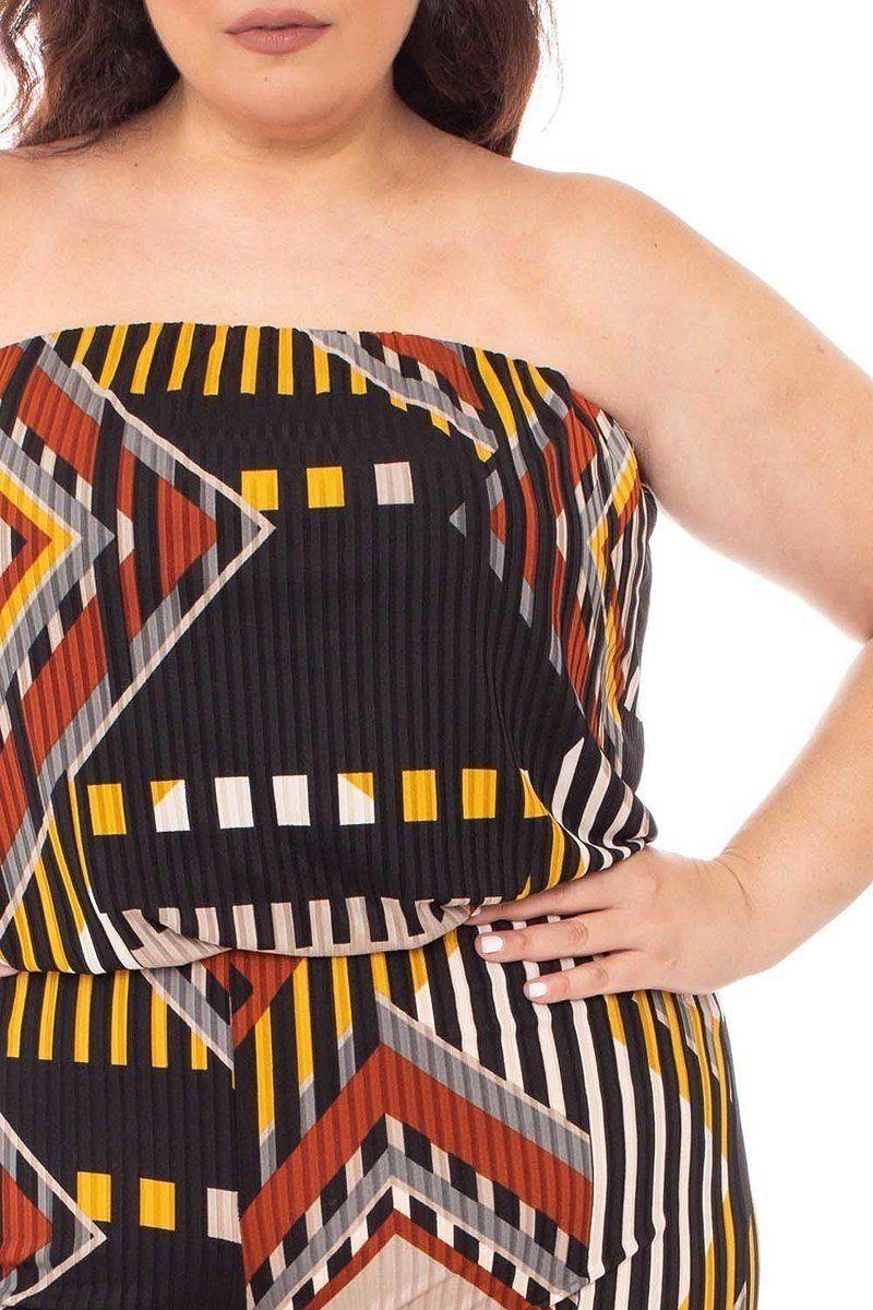 Abstract Print Tupbe Top Plus Size Jumpsuit - AMIClubwear