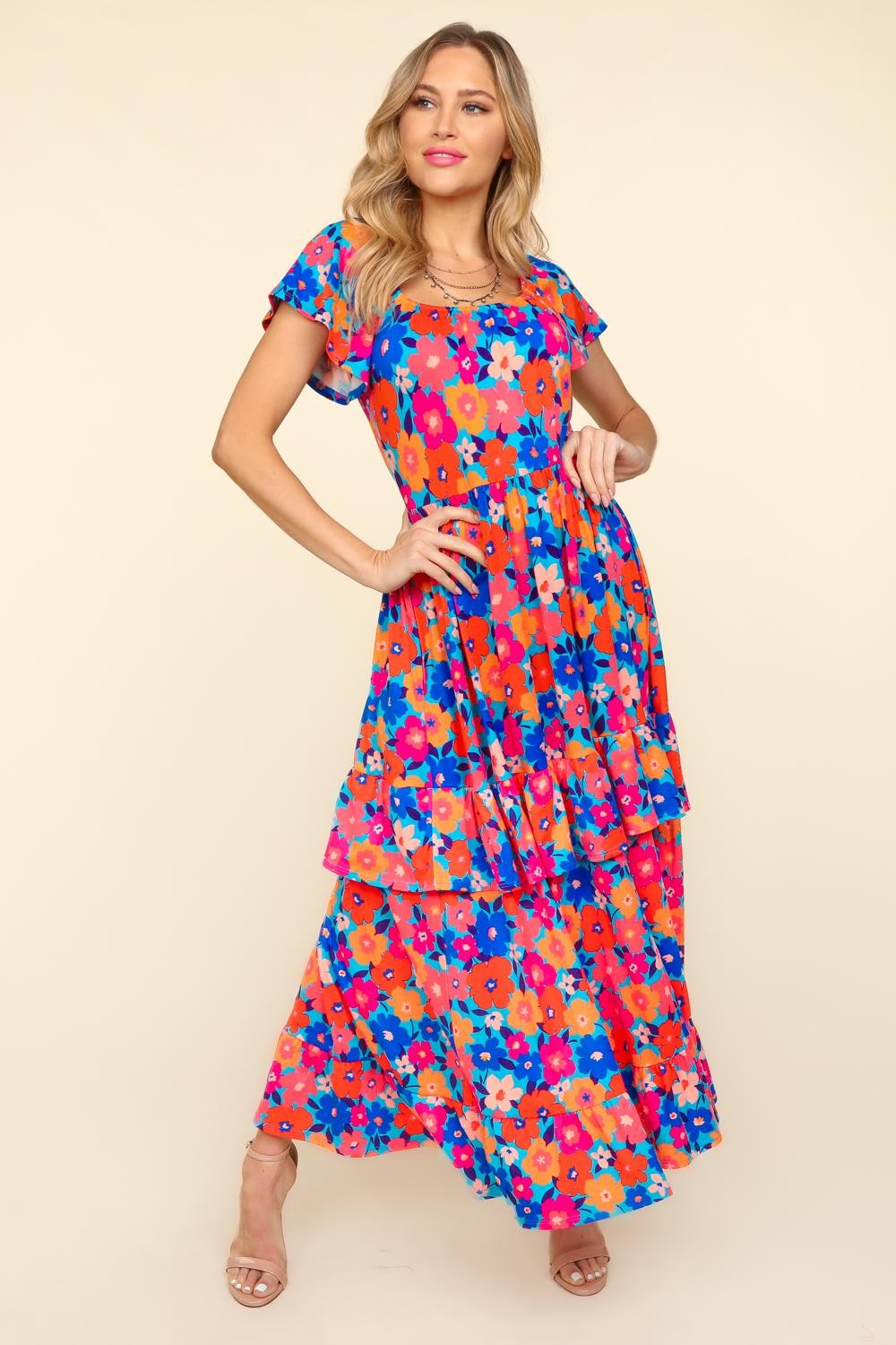 Haptics Floral Maxi Ruffled Dress with Side Pockets – AMIClubwear