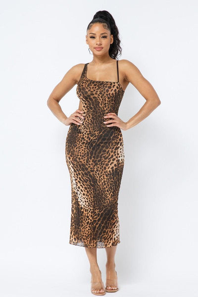 Animal Print Midi Dress With Strap - AMIClubwear