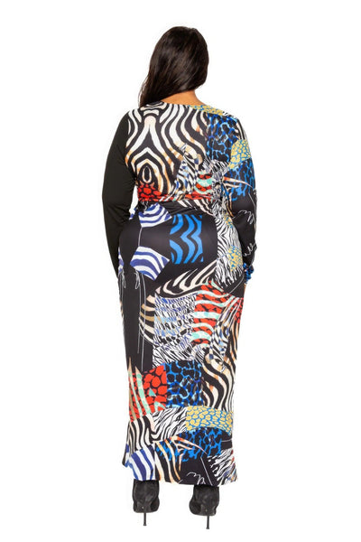 Animal Print Splice Dress With High-low Hem - AMIClubwear