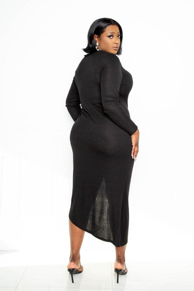 Asymmetrical Sweater Dress With Waterfall Ruffle - AMIClubwear