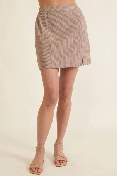 Banded Front Waist Pinstripe Mini Skirt - AMIClubwear