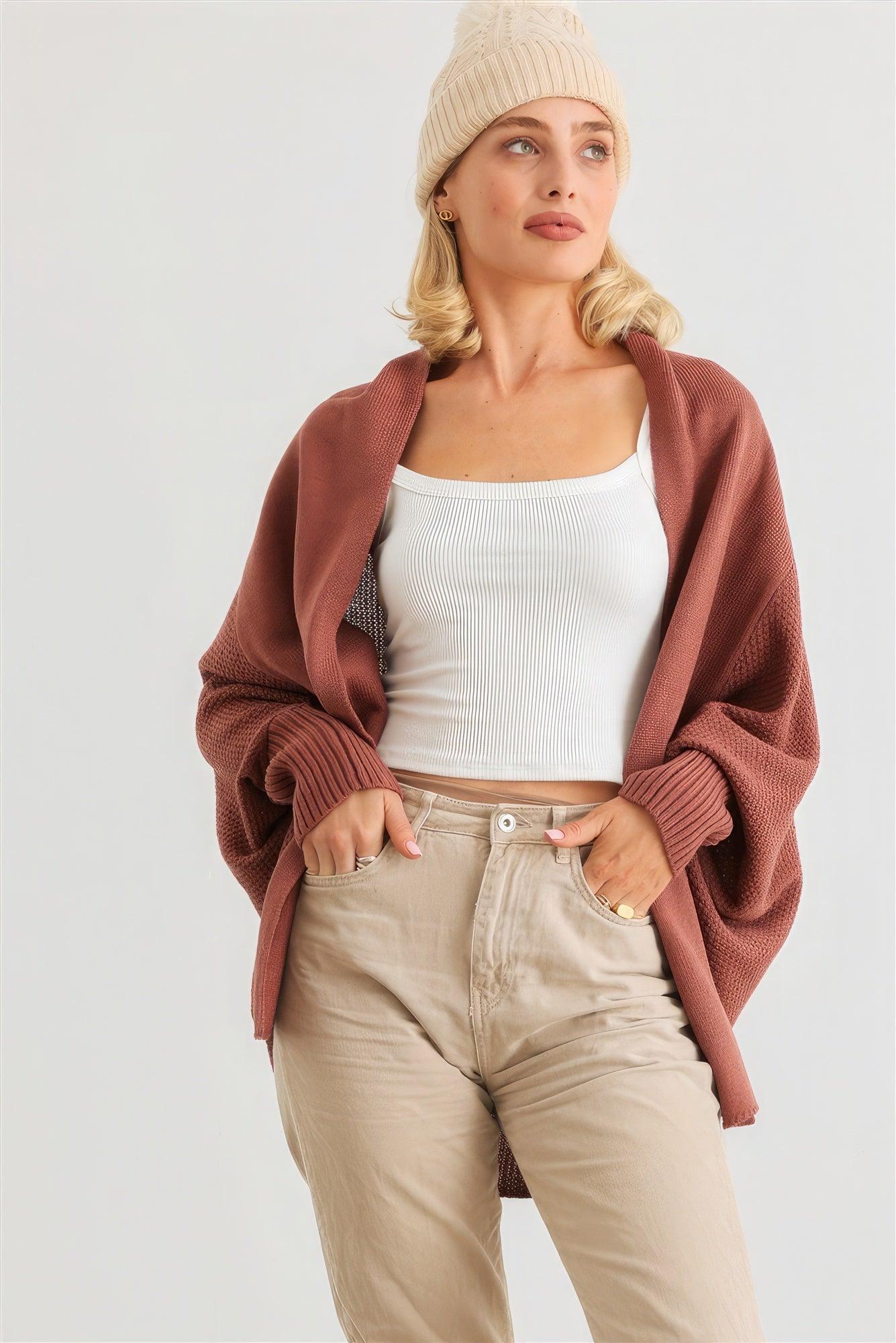 Batwing Sleeve Open Front Cardigan - AMIClubwear