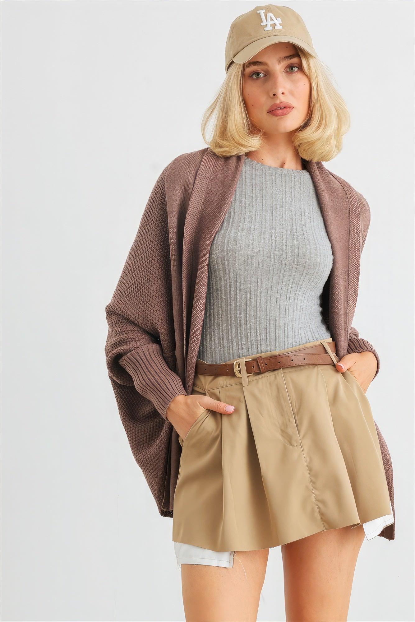 Batwing Sleeve Open Front Cardigan - AMIClubwear