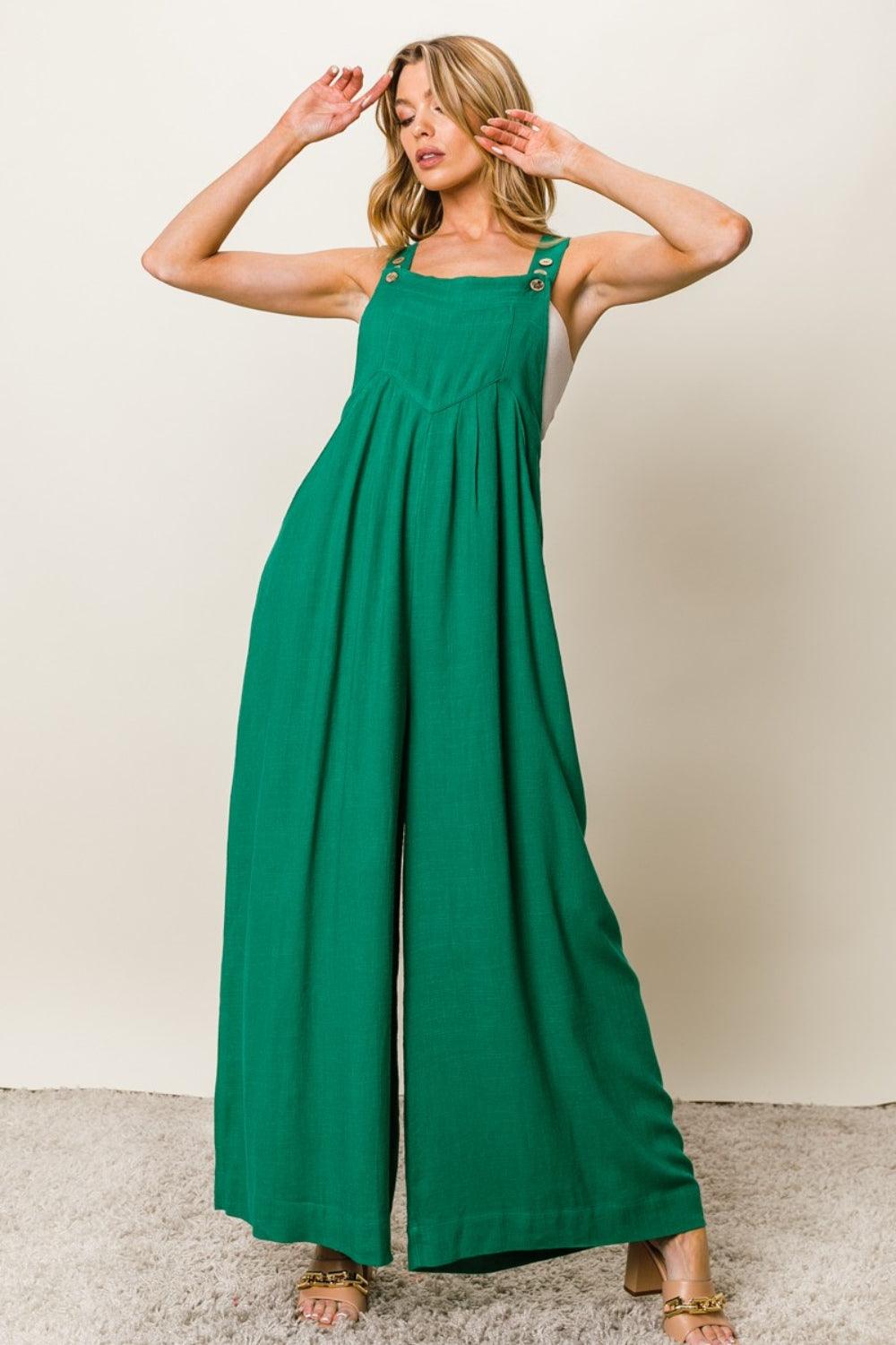 BiBi Texture Sleeveless Wide Leg Jumpsuit - AMIClubwear