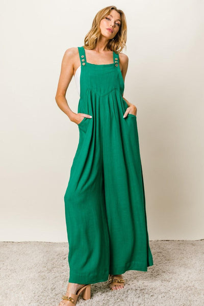 BiBi Texture Sleeveless Wide Leg Jumpsuit - AMIClubwear