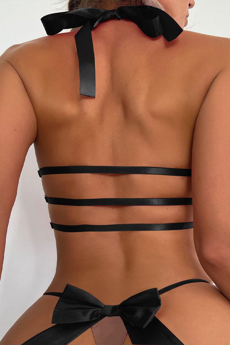 sexy bumless lingerie Crotchless Lingerie Set, Strappy Lingerie Set, Bra Harness, Open Harness  Lingerie, Sexy See Through Lingerie, Valentines Gift for Her main image 0