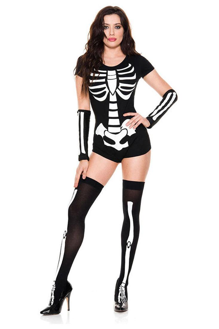 Black White Skeleton Costume - AMIClubwear