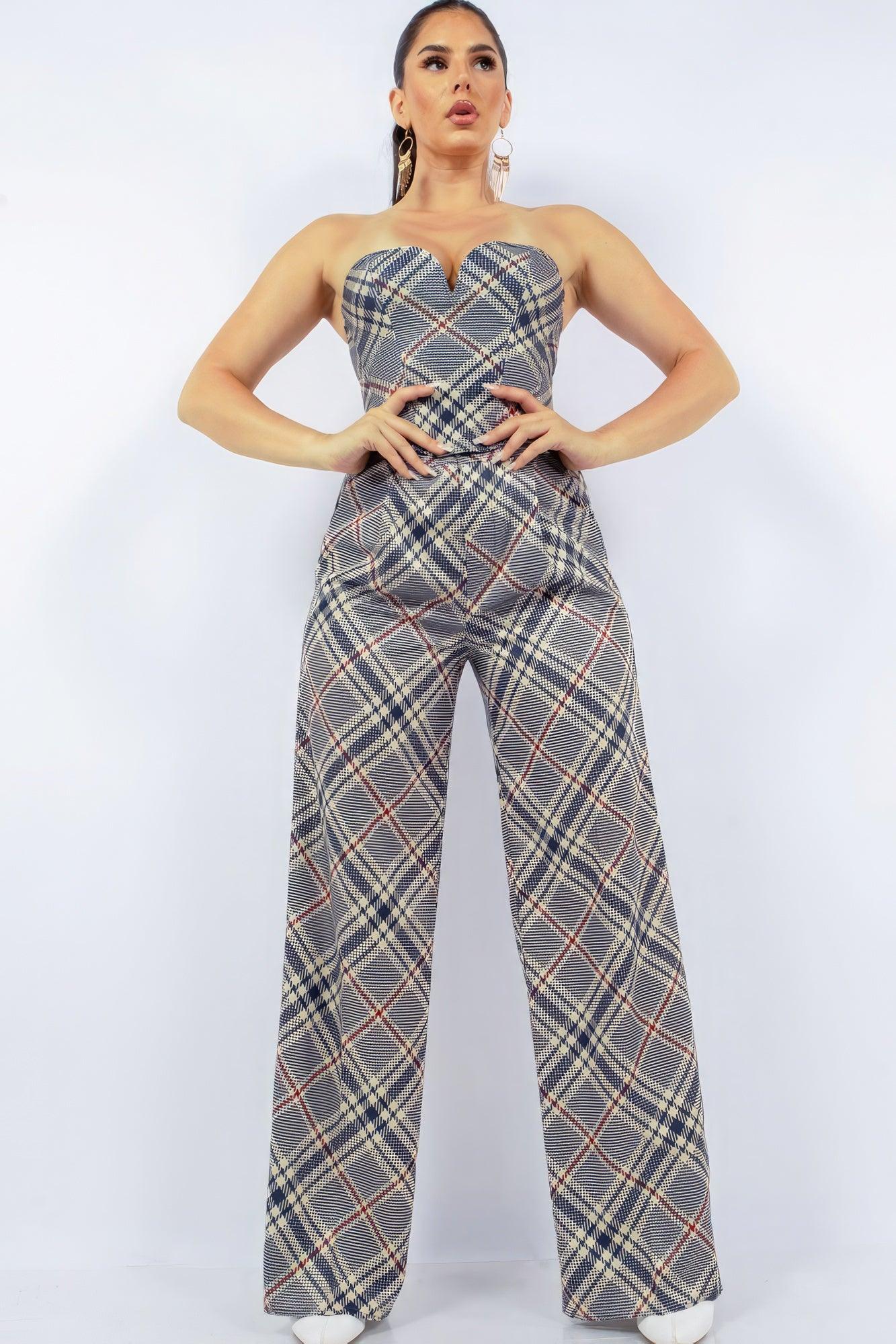 Bustier Top & Wide Pants Set - AMIClubwear