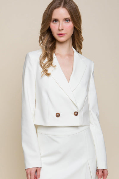 Button Crop Blazer - AMIClubwear