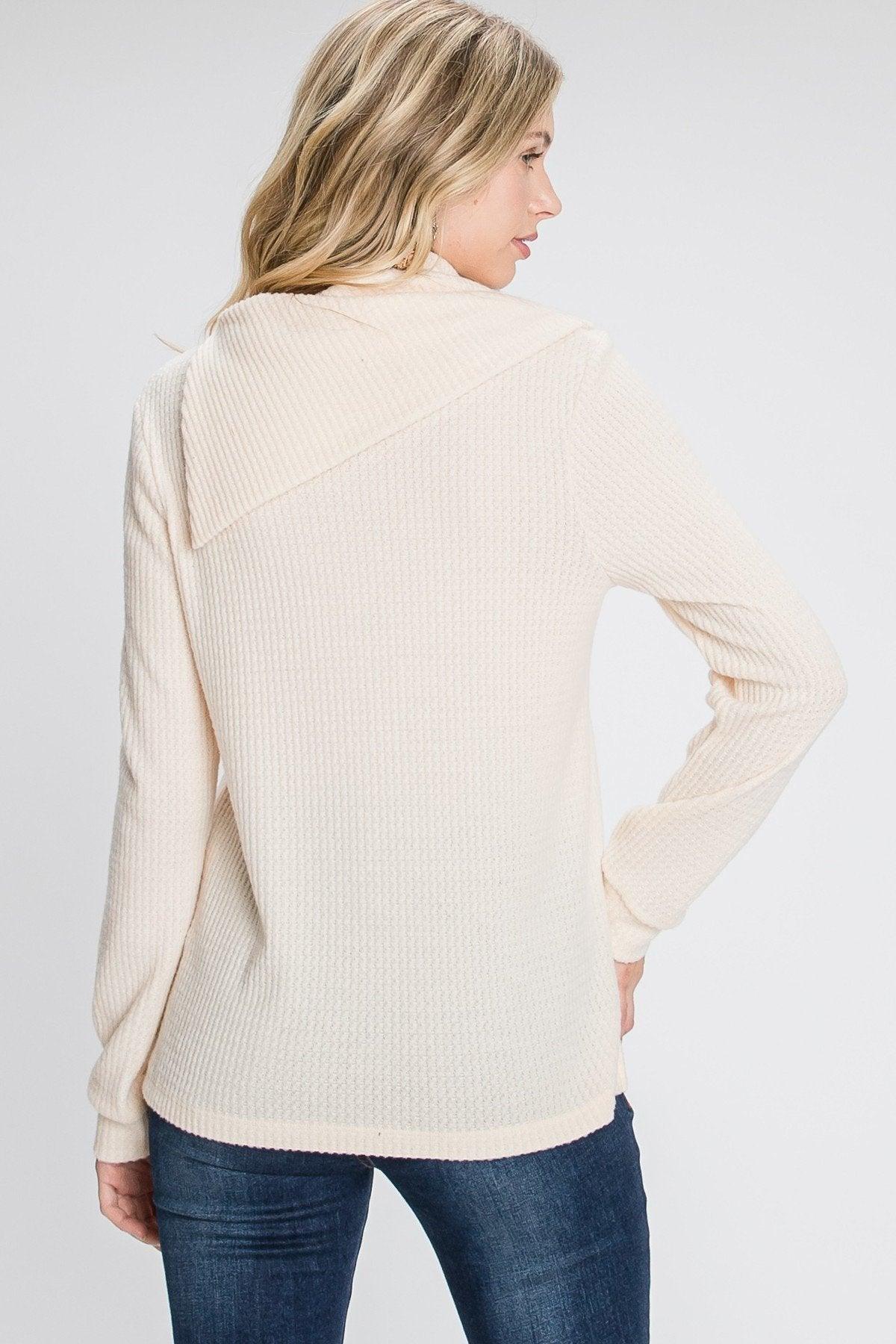 Buttoned Flap Mock Sweater - AMIClubwear