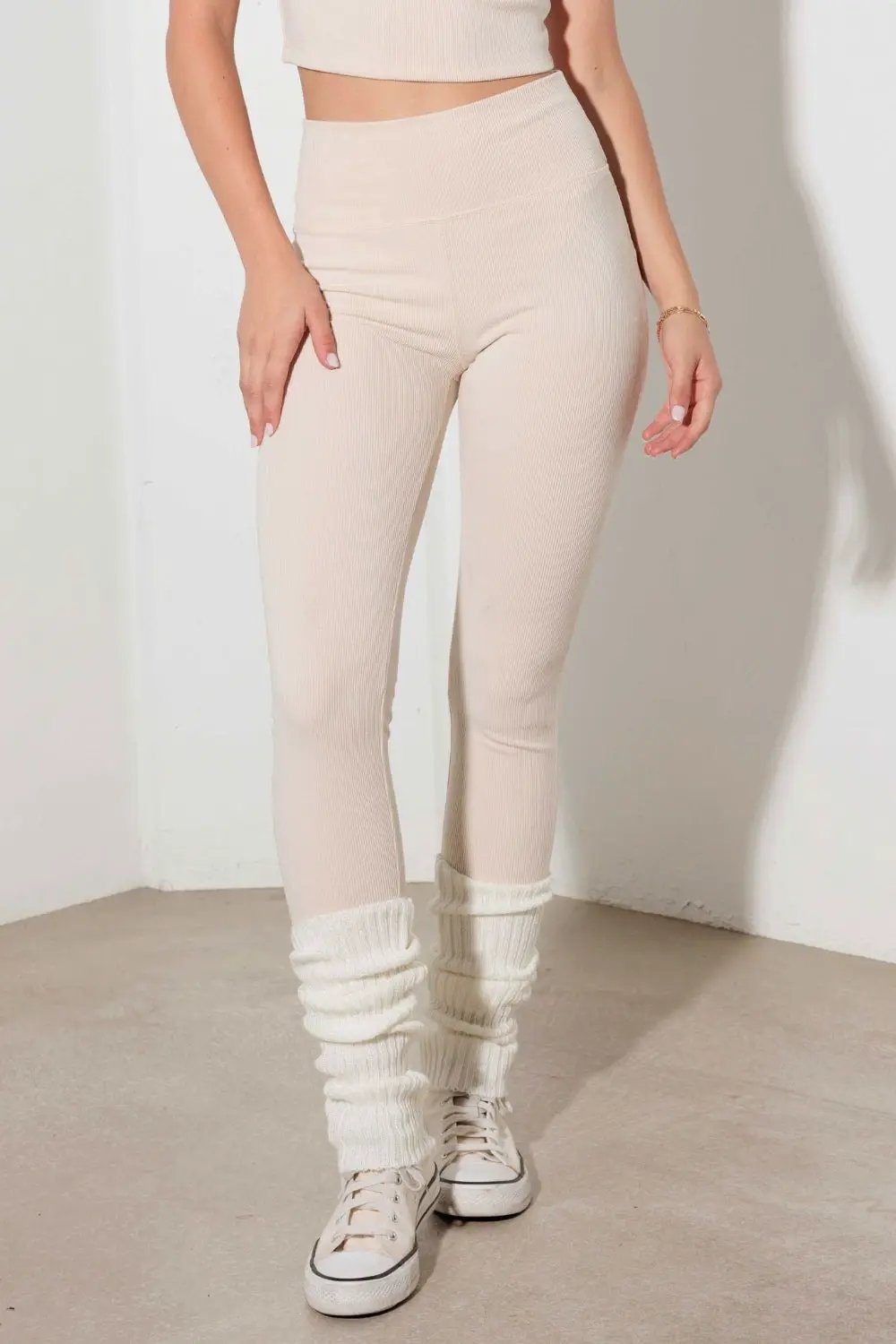 Le Lis Ribbed Crop Cami and High Waist Brushed Leggings Set