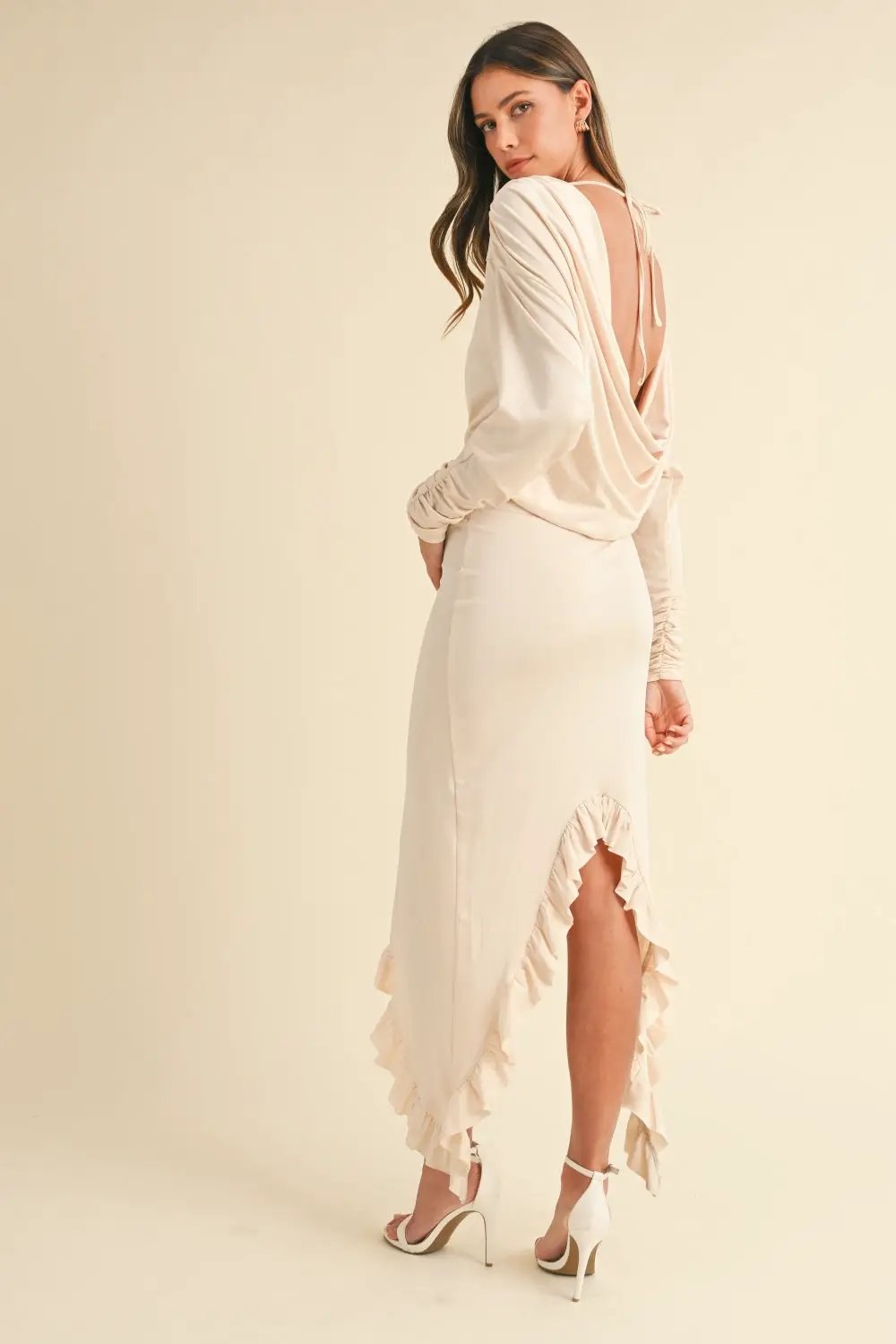 Mable Backless Asymmetric Ruffle Hem Dress
