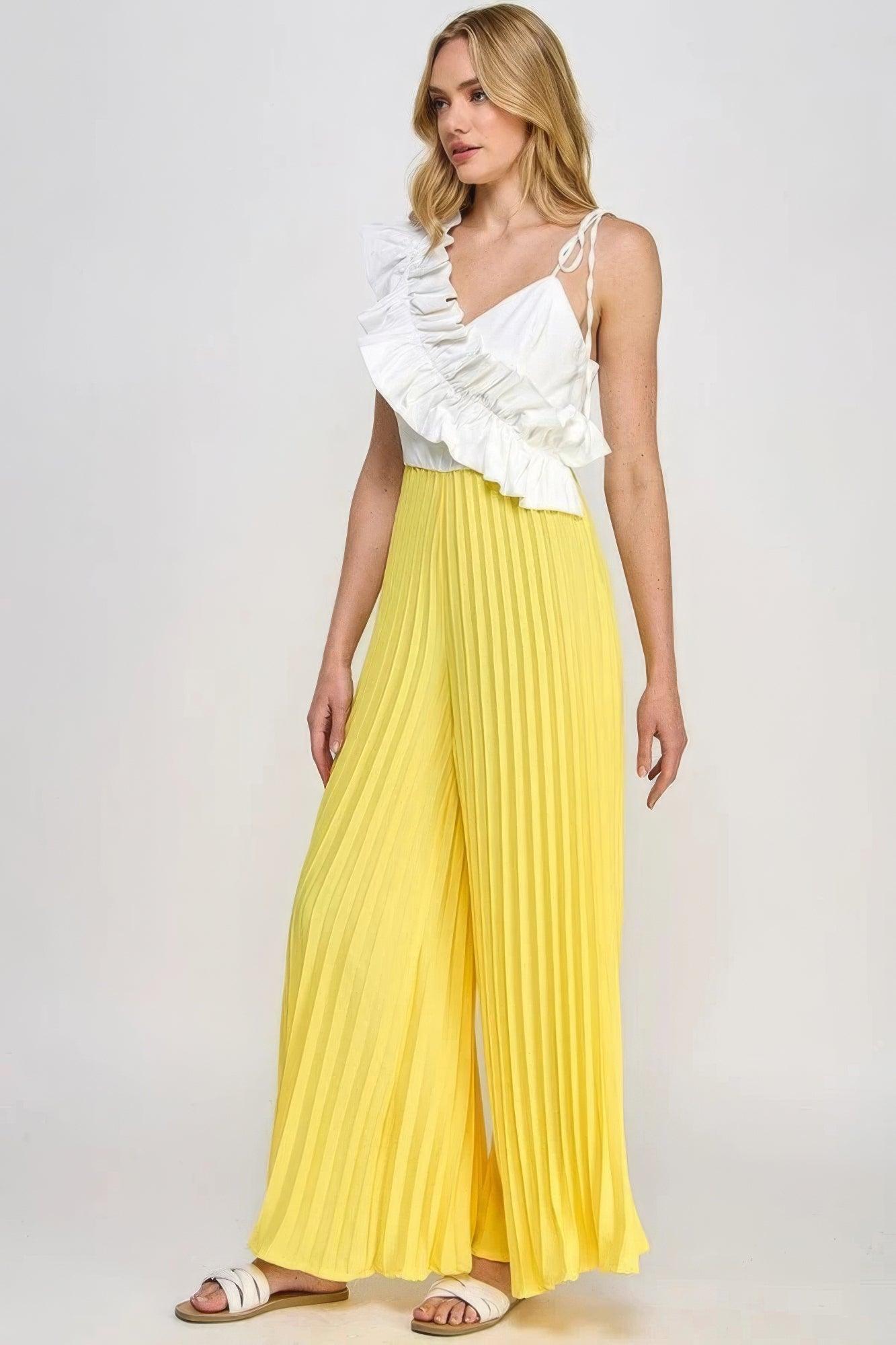 Cami Asymmetrical Ruffle Detail Pleated Bottom Jumpsuit - AMIClubwear