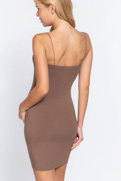 Cami Heavy Rib Mini Dress - AMIClubwear