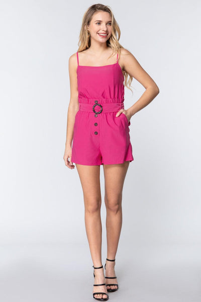 Cami Strp Belted Romper - AMIClubwear