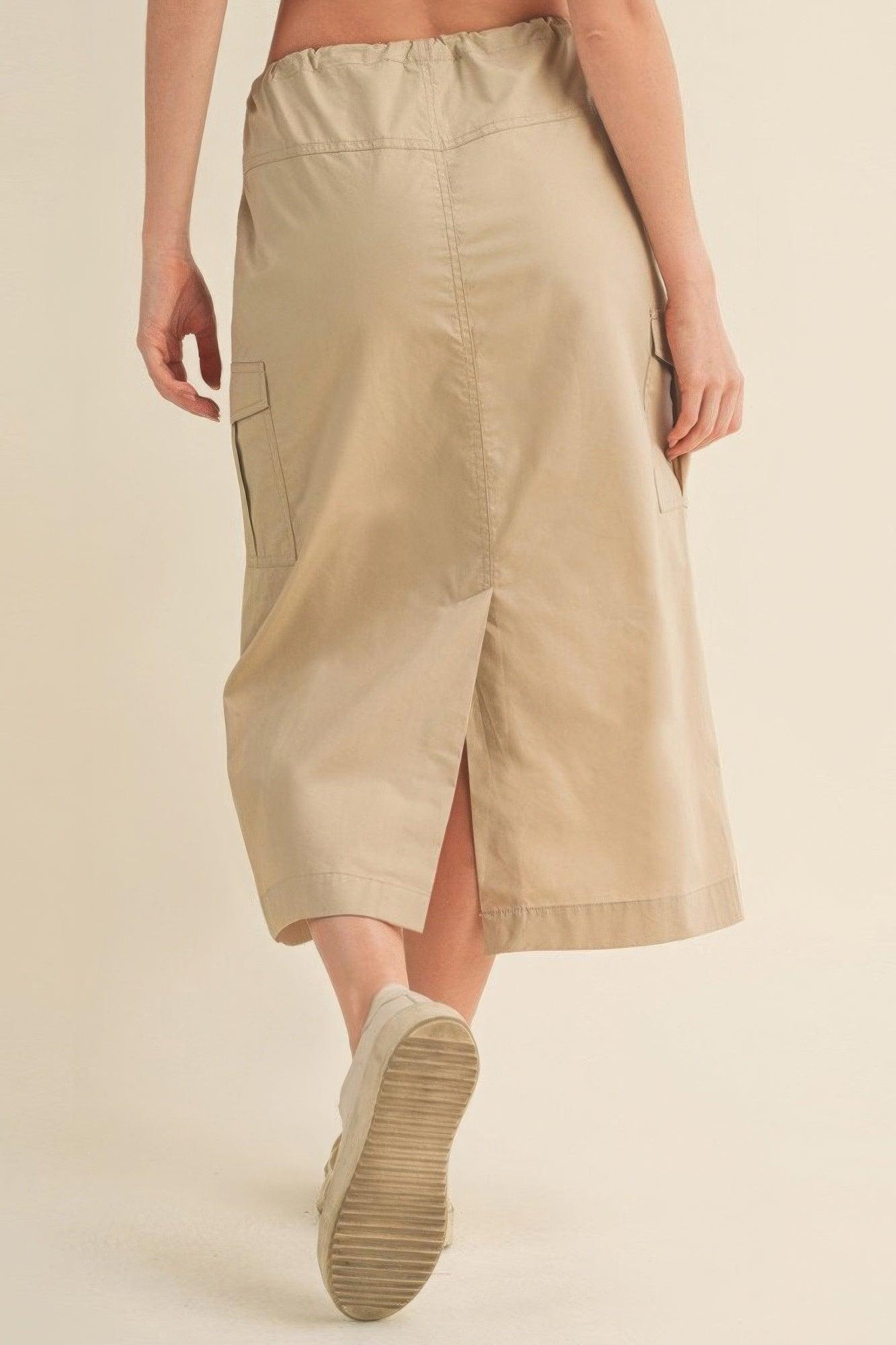 Cargo Skirt With Drawstring Midi Skirt - AMIClubwear