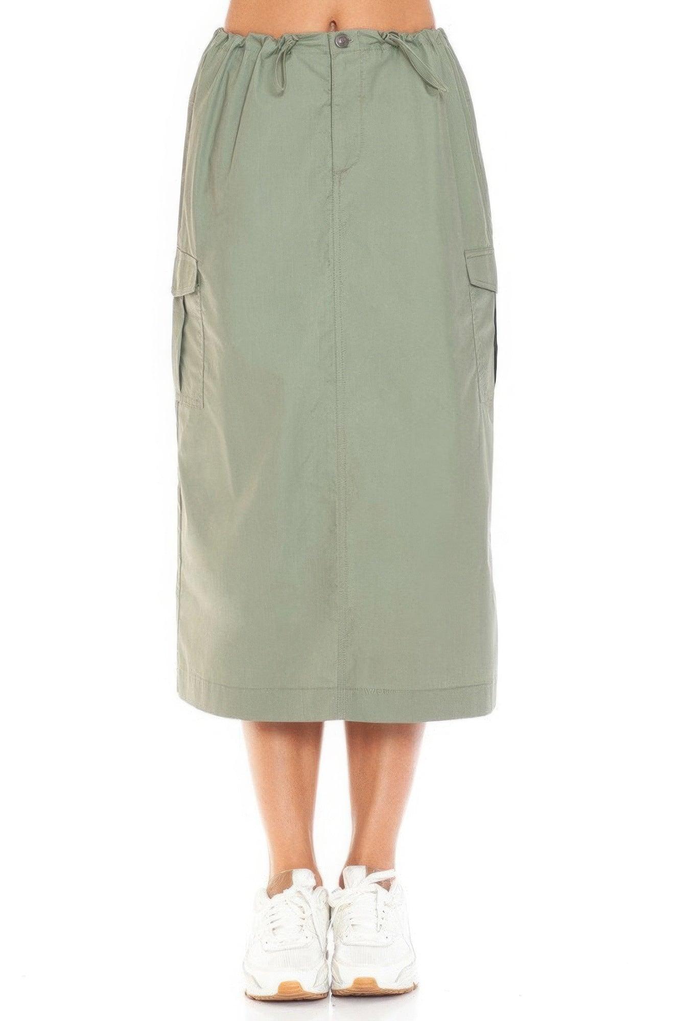 Cargo Skirt With Drawstring Midi Skirt - AMIClubwear