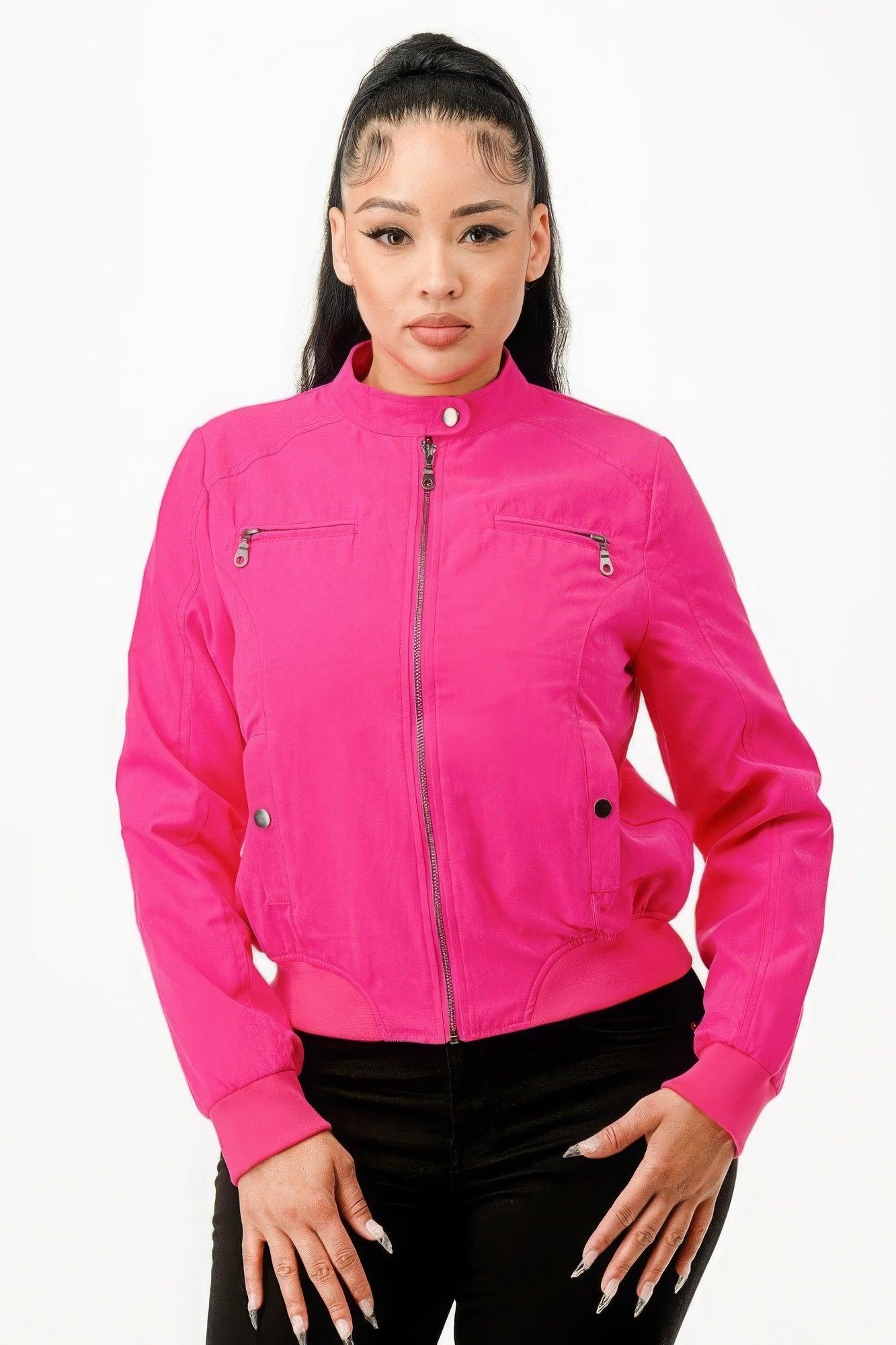 Casual Zip Up Biker Moto Jacket - AMIClubwear