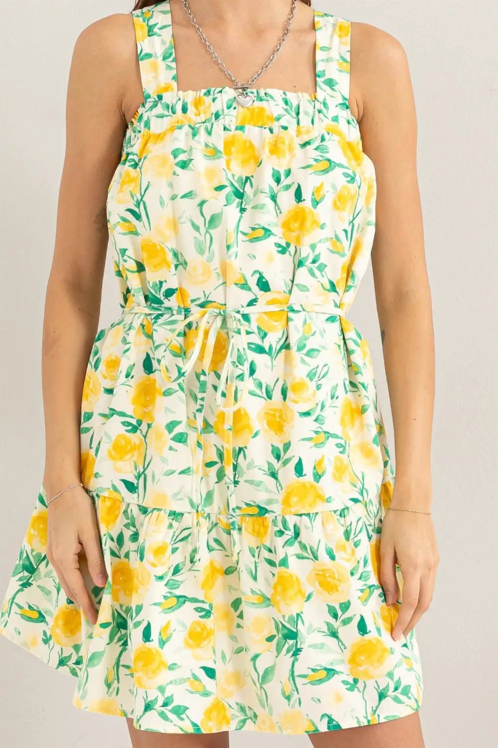 HYFVE Floral Tie Shoulder Mini Dress