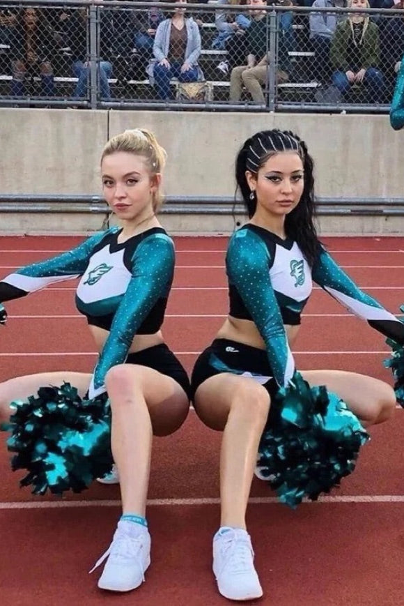 Black Teal Sexy 4Pc Cheerleader Maddie Costume