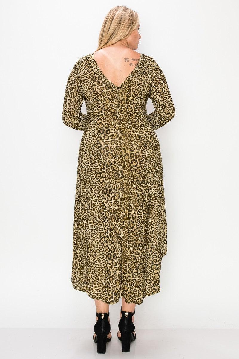 Cheetah Print Dress Featuring A Round Neck - AMIClubwear