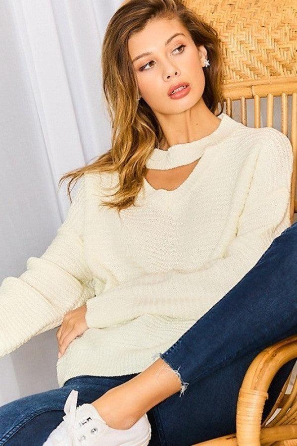 Chocker Neck Oversize Sweater - AMIClubwear