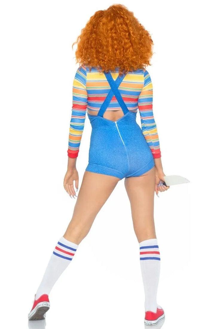 Wanna Play Blue Rainbow Stripe Sexy 2 Pc Doll Movie Character Costume - AMIClubwear