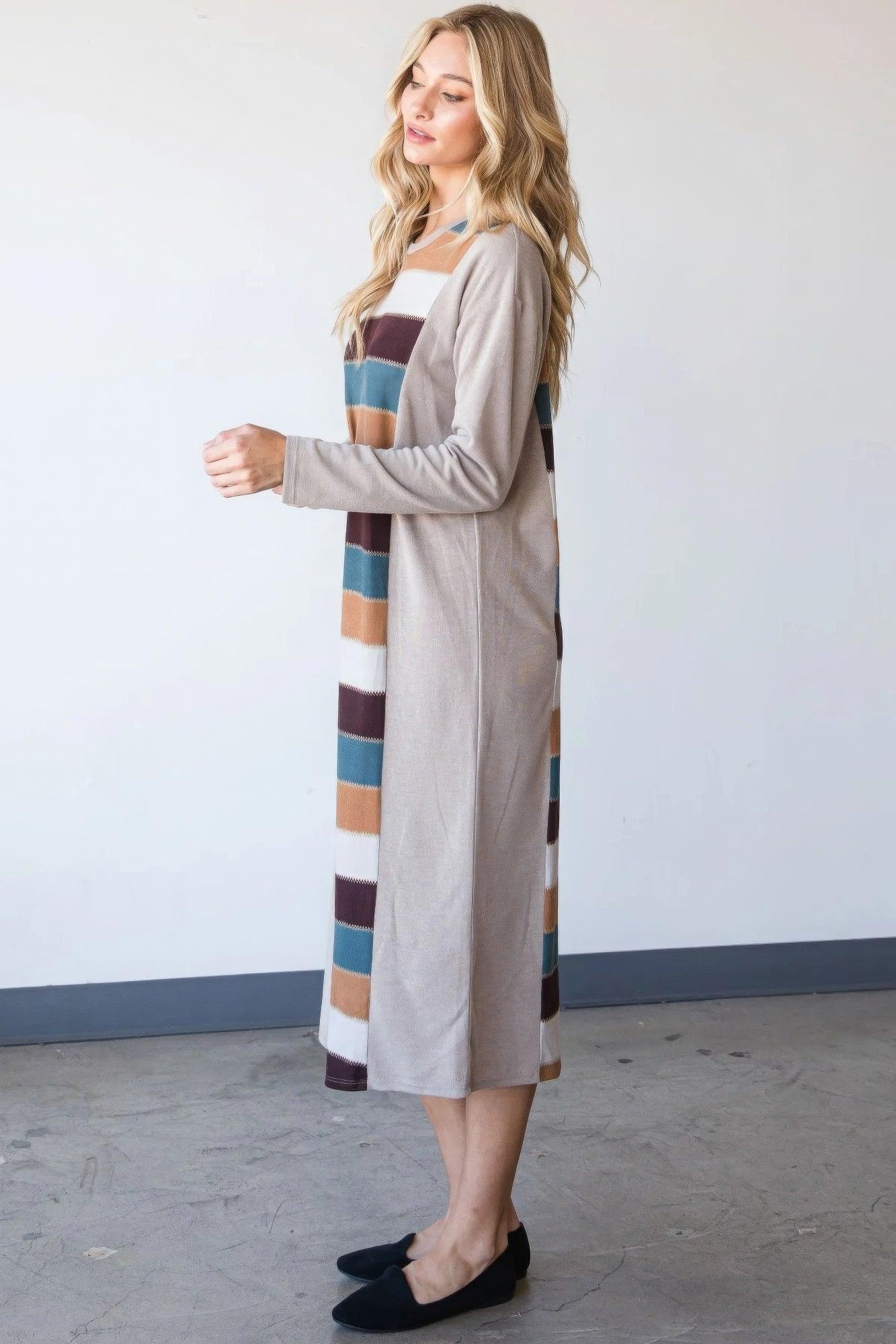 Colorblock Striped Dress - AMIClubwear