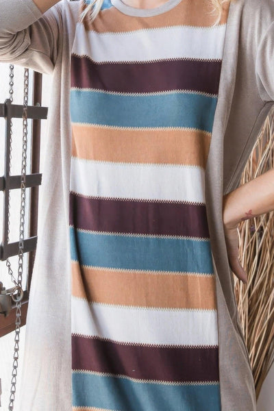 Colorblock Striped Dress - AMIClubwear