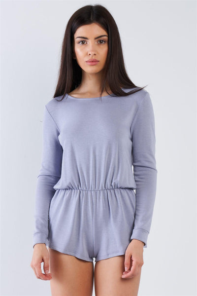 Comfy Tie-back Long Sleeve Romper - AMIClubwear