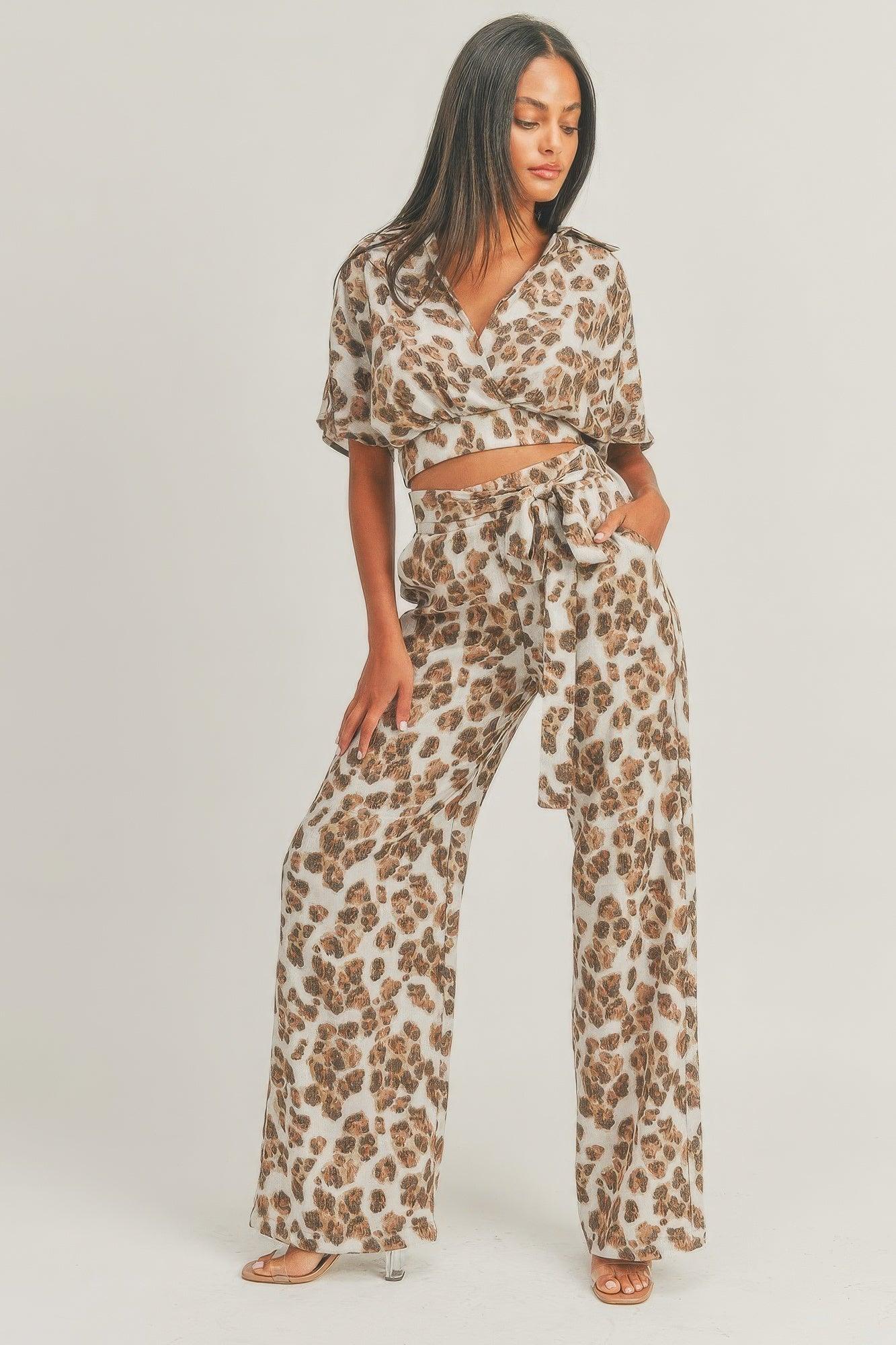 Crop Top Animal Print Set - AMIClubwear