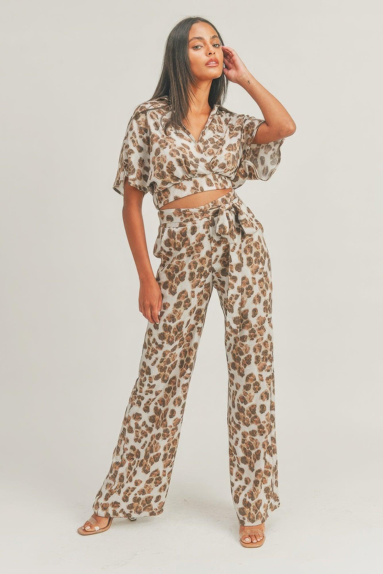 Crop Top Animal Print Set - AMIClubwear