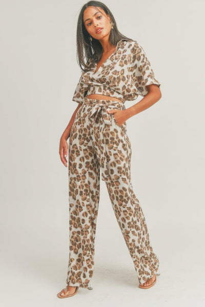 Crop Top Animal Print Set - AMIClubwear