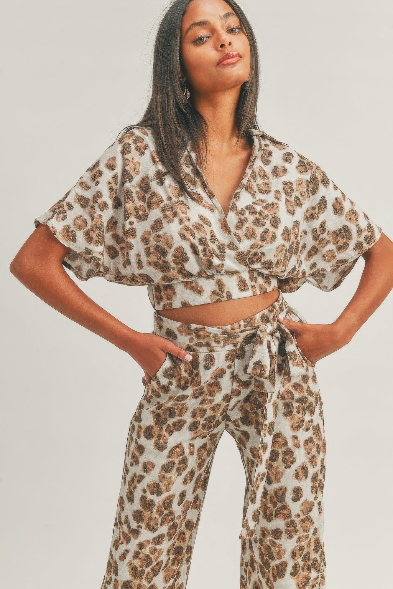 Crop Top Animal Print Set - AMIClubwear