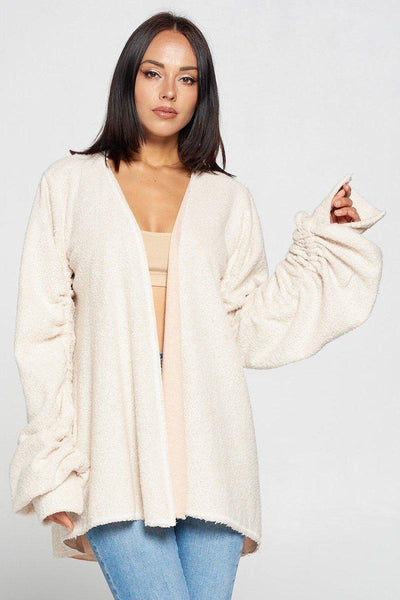 Cute Fuzzy Open Front Cardigan - AMIClubwear