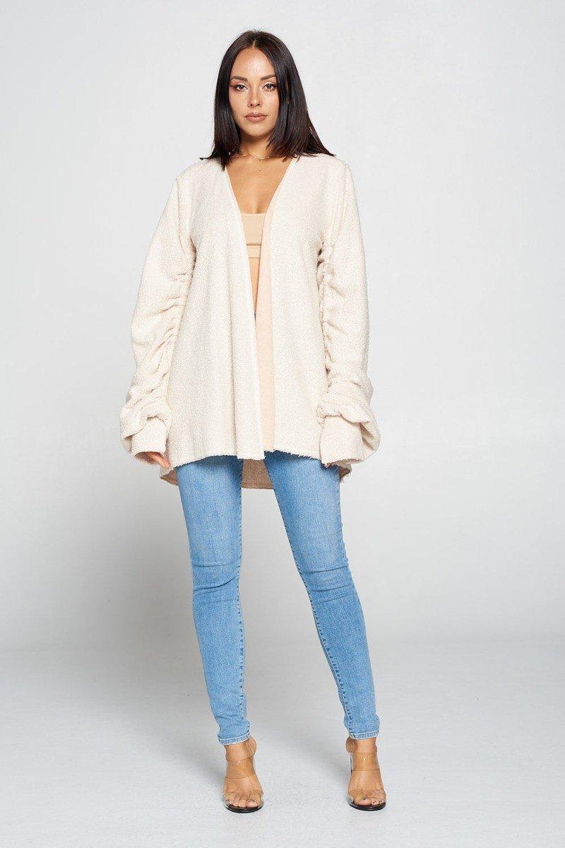 Cute Fuzzy Open Front Cardigan - AMIClubwear