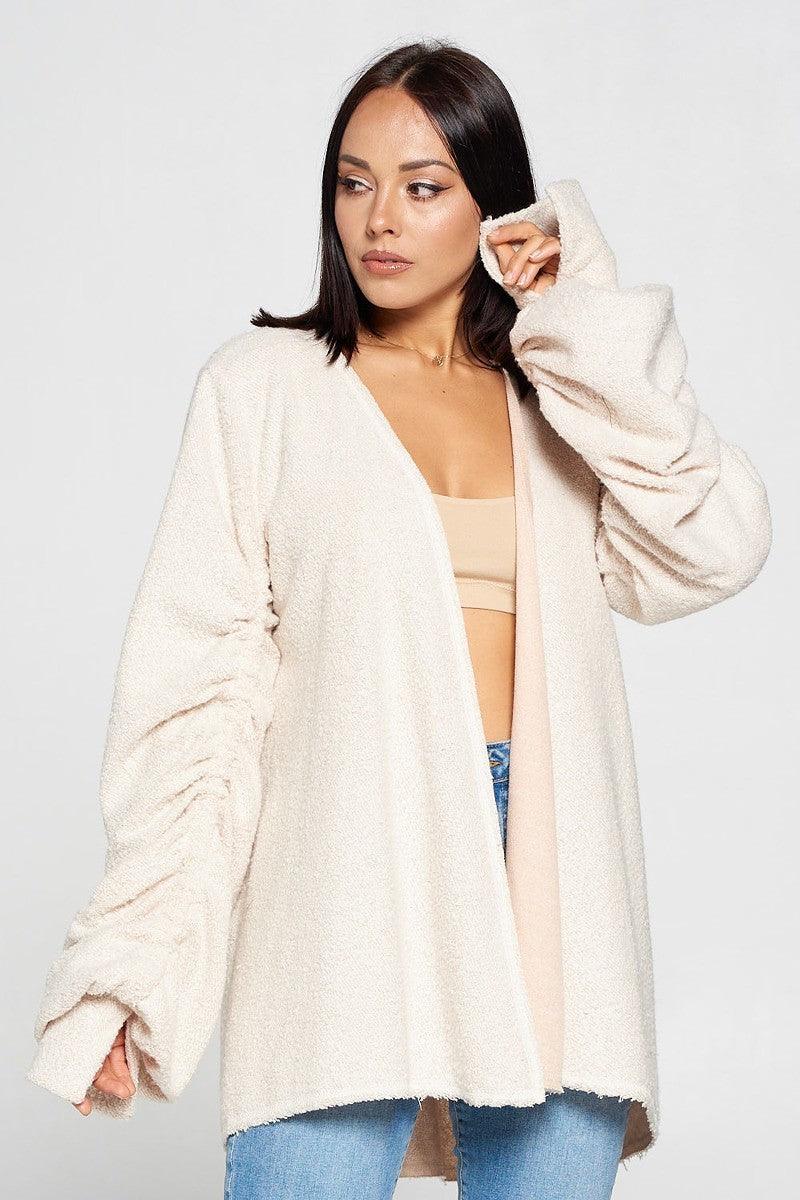 Cute Fuzzy Open Front Cardigan - AMIClubwear