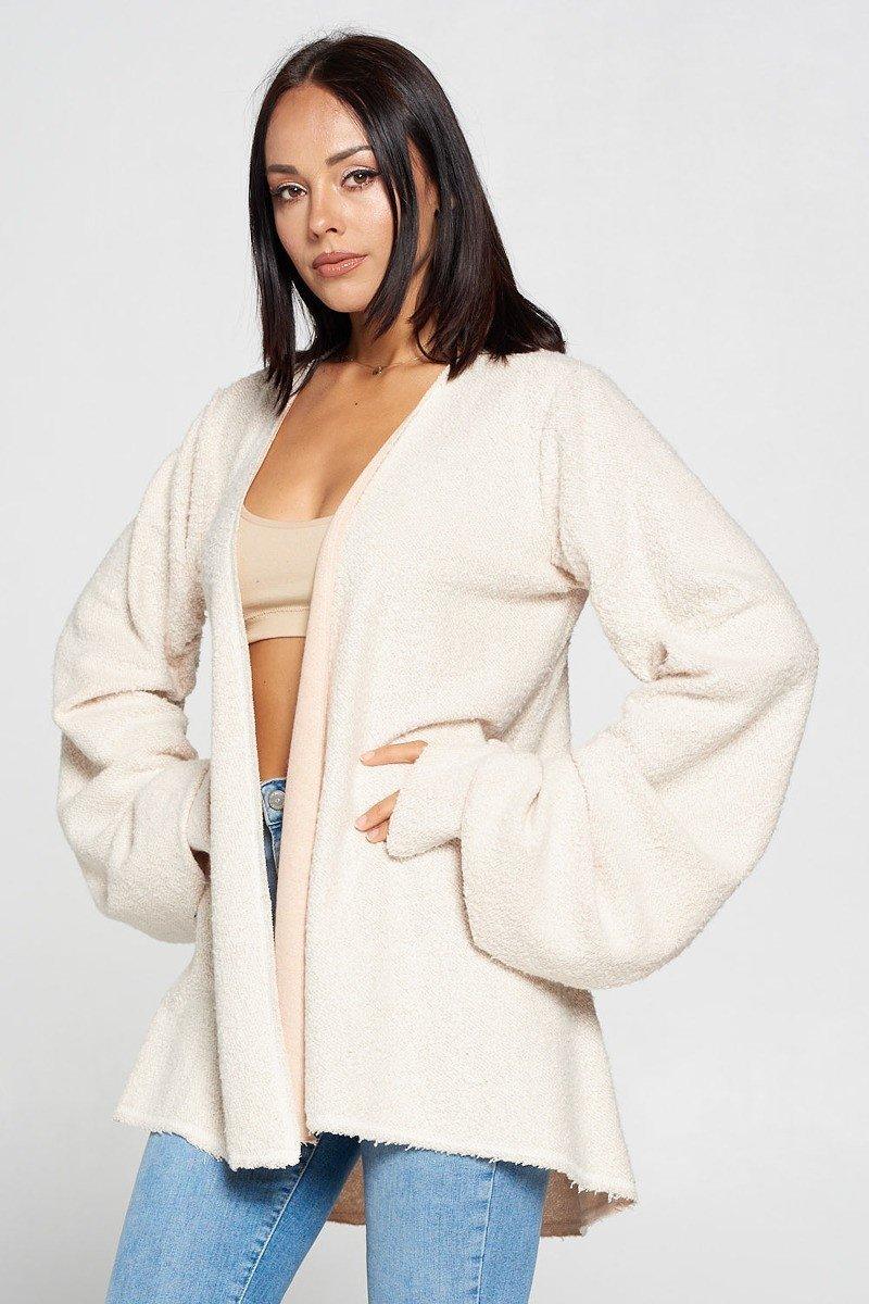 Cute Fuzzy Open Front Cardigan - AMIClubwear